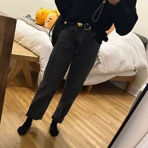 Free People | Frank Dad Jeans | High Rise Zip | Wide Leg | Black | Size 26